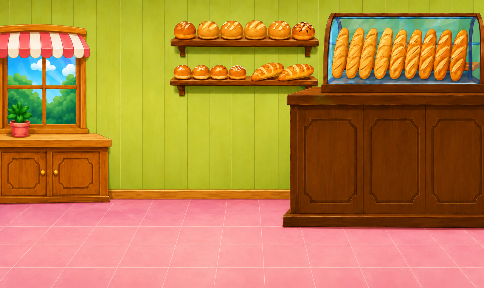 A colorful bakery interior